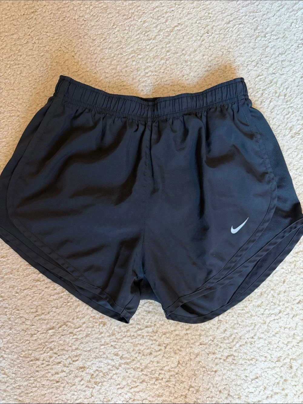 Nike Women's Black Athletic Shorts with White Swoosh